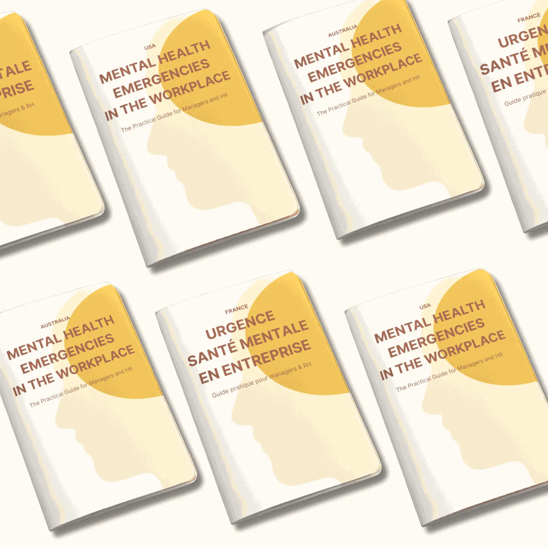 Booklets "Mental Health Emergencies in the Workplace" and "Urgence santé mentale en entreprise", designed for managers and HR Practical guide on mental health emergencies in the workplace – USA, Australia and France editions